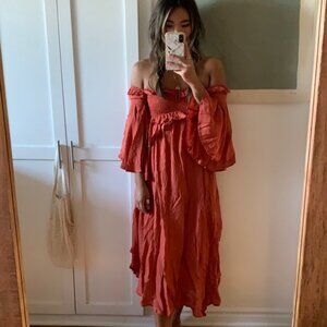 Spell & the Gypsy Collective Florence Midi Dress Rusty Orange Sz M